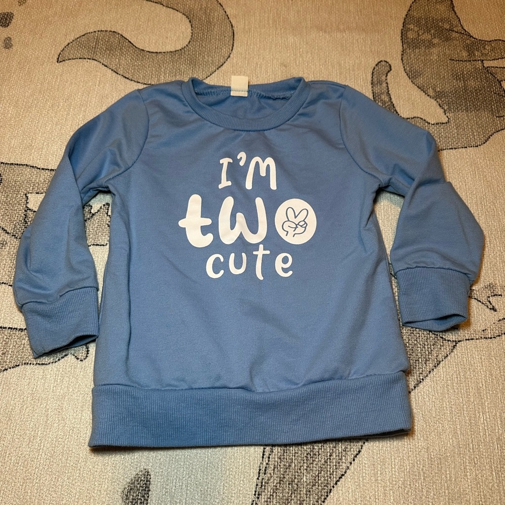 Blue Toddler Sweatshirt - I'm Two Cute